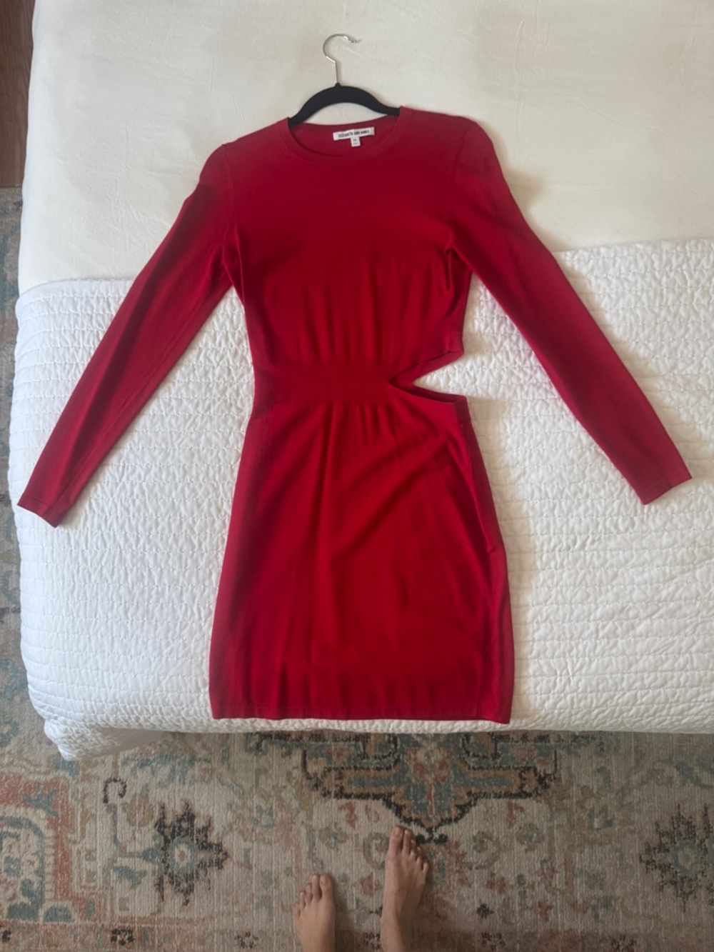 Elizabeth and James Red Long-Sleeve Cutout Bodycon Dress